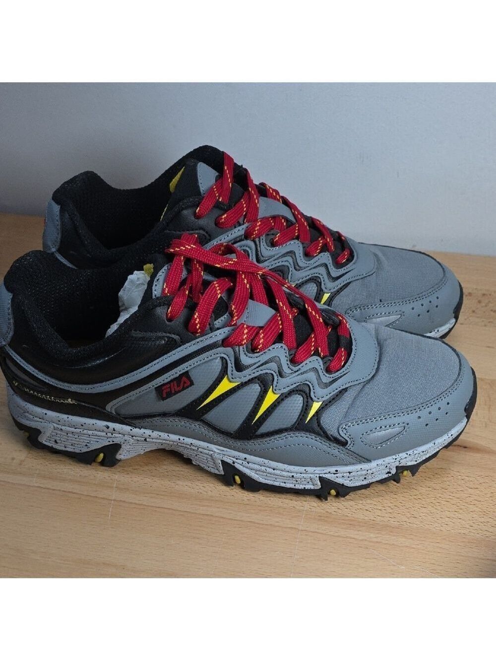 Fila Gray and Red Trail Running Shoes with Durable Design